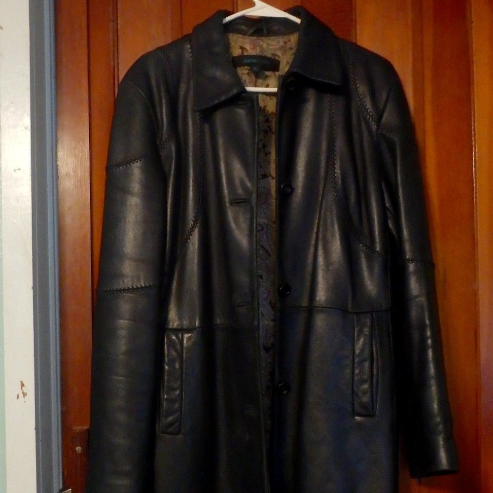 Black Leather Trench Coat